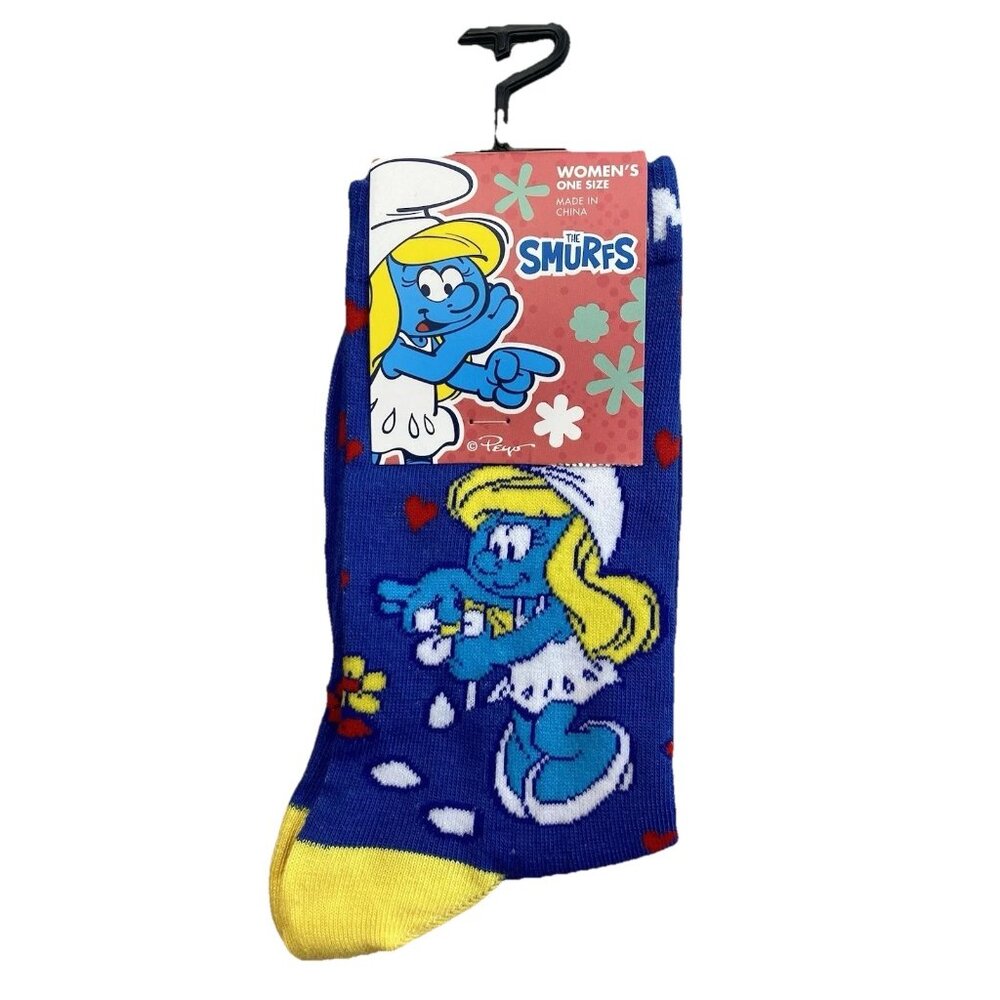 The Smurfs Smurf Ette women's  Novelty Crew Socks Size 6-9.5 New with tags NWT